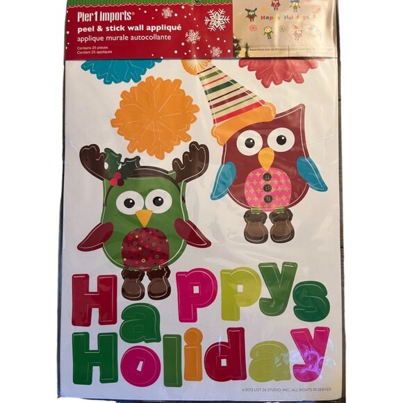 PIER 1 IMPORTS 2012 Winter Holiday Owl Wall Appliques Peel & Stick 24 Pieces - Picture 1 of 12
